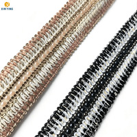 Sangle tissée rayée en perles blanches et or rose de 35 mm avec garniture en strass pour sandales, pantoufles et accessoires de chaussures DIY