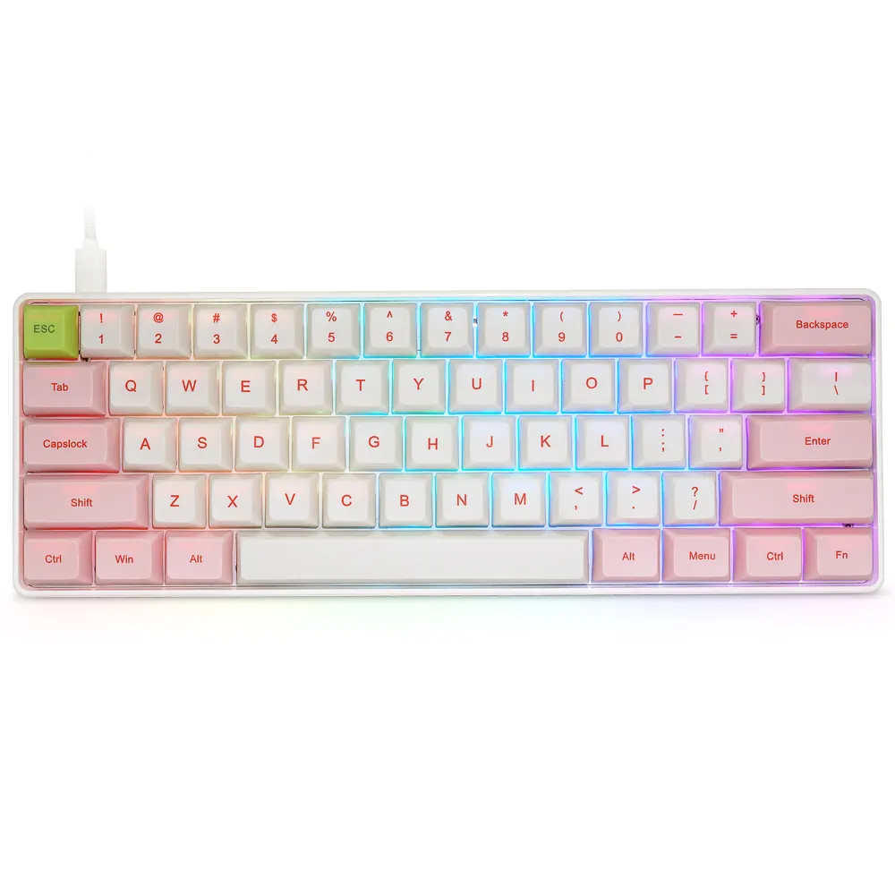 SK61 61Keys Mini Pink/white Grey/white Waterproof Gaming Mechanical Keyboard
