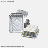 Plat de cuisson rectangulaire en aluminium personnalisable, récipient alimentaire jetable sain avec couvercles, compatible four, écologique, qualité alimentaire