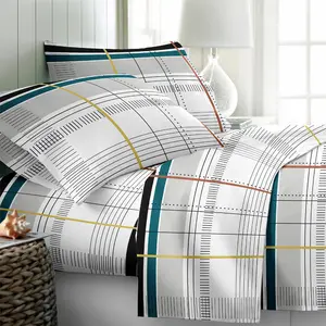 Wholesale 2-3 Pieces 100% Polyester Fabric Fitted Pillow Bedding Comforter Sets Luxury Printed Microfiber Bed Sheet