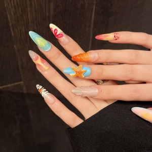 <span class=keywords><strong>Uñas</strong></span> Postizas Hechas a Mano <span class=keywords><strong>para</strong></span> Vacaciones en la Isla, con Diseño 3D <span class=keywords><strong>de</strong></span> Estrella <span class=keywords><strong>de</strong></span> Mar y Concha, y <span class=keywords><strong>Flores</strong></span> Esculpidas a Mano con Esmalte <span class=keywords><strong>de</strong></span> Goteo, Reutilizables, <span class=keywords><strong>para</strong></span> Exportación - Product Image 2
