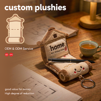 Porte-clés en peluche « Home Sweet Home », modèle de maison personnalisé, breloque en peluche pour cadeaux de cérémonie d'inauguration immobilière, OEM ODM