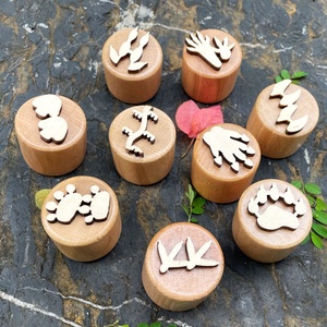 Trẻ em bằng gỗ playdough tem công cụ động vật dấu chân bằng gỗ đất sét playdough công cụ học tập sớm Đồ chơi Stamp Set - Product Image 4