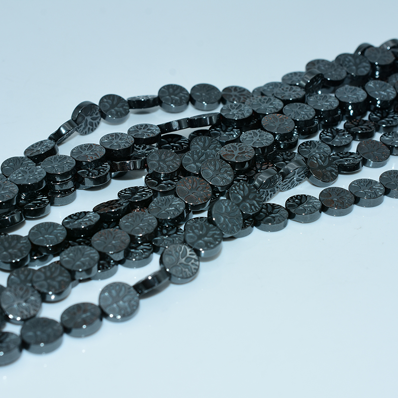 Wholesale DIY Jewelry Making Beads-Natural Hematite Tree of Life Charm Gemstones