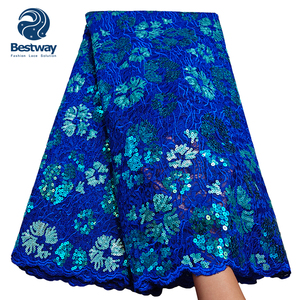 2024 Bestway New Chantilly Chuỗi Pháp Lưới Ren Chất Lượng Cao Phi Pháp Đôi Lưới Sequins Vải Ren Cho Phụ Nữ - Product Image 4
