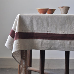 Tovaglia Vintage Bicolore in Cotone e <span class=keywords><strong>Lino</strong></span> con Bordi Grezzi e Patchwork, Decorazione <span class=keywords><strong>per</strong></span> la Casa, Personalizzabile - Product Image 4