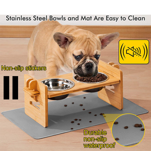 Özel Logo WDF ahşap pet besleyici yükseltilmiş kedi kase ayarlanabilir yükseklik yükseltilmiş köpek maması kasesi tutucu bambu Pet besleyici - Product Image 6