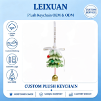Porte-clés sapin de Noël festif en forme de tuyau décoratif avec clochette et pompons colorés, ruban imprimé, pendentif pour arbre de Noël