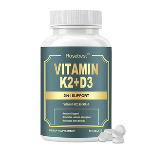 중국 도매 OEM 자체 브랜드 유기농 비타민 <span class=keywords><strong>D3</strong></span> K2 MK-7 정제 5000IU <span class=keywords><strong>D3</strong></span> + 90mcg K2 면역 강화 보충제 - Product Image 1