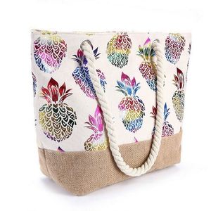 Bolso de Hombro para Mujer con Diseño de Piña y Estampado Dorado, Plegable, para Compras o Playa - Product Image 4