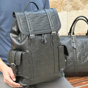 Hochwertiger PU-Leder rucksack Hot Press Logo Reisetasche Modedesign Mittelgroßer Laptop-Rucksack