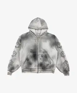 OEM özel fransız Terry Hoodie asit yıkama büyük beden kazak Hoodie Logo baskı nakış Hoodie erkekler için