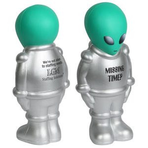 Balles anti-stress personnalisées en forme d'extraterrestre, logo promotionnel, en TPR souple, cadeau de bureau, nouveauté, vert, amusant, souriant - Product Image 1