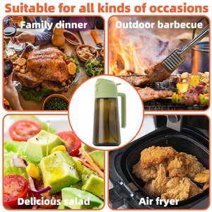 All'ingrosso 2 in1 gadget da cucina verde scuro <span class=keywords><strong>vetro</strong></span> bloccante 470ml bottiglia spruzzatore di olio d'oliva - Product Image 6