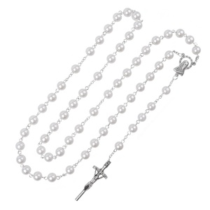 Rosario Cattolico in Plastica ABS da 8MM con Perle, Croce con Vergine <span class=keywords><strong>Maria</strong></span> e <span class=keywords><strong>Gesù</strong></span>, Gioiello <span class=keywords><strong>per</strong></span> Preghiera Religiosa - Product Image 2