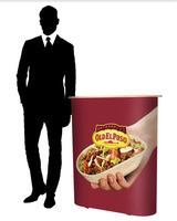 Stand promotionnel pliable portable, bureau de consultation circulaire pour exposition, table publicitaire mobile ovale
