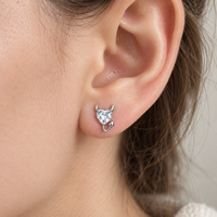 Piercing Gothique en Titane ASTM F136, Clou Labret à Dos Plat avec Cœur de Diable et Zircon Cubique, Fileté 0,9 mm, pour Hélix, Tragus, Cartilage