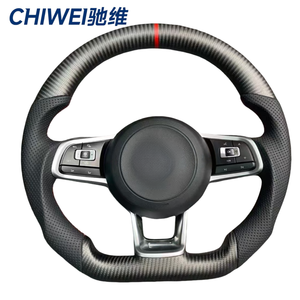 Pour VW <span class=keywords><strong>Golf</strong></span> MK7 GTI/GTS/R-Line Polo/Scirocco <span class=keywords><strong>GTD</strong></span>/GTE/GLI CC/Jetta commande de volant en cuir de Fiber de carbone Fit - Product Image 5