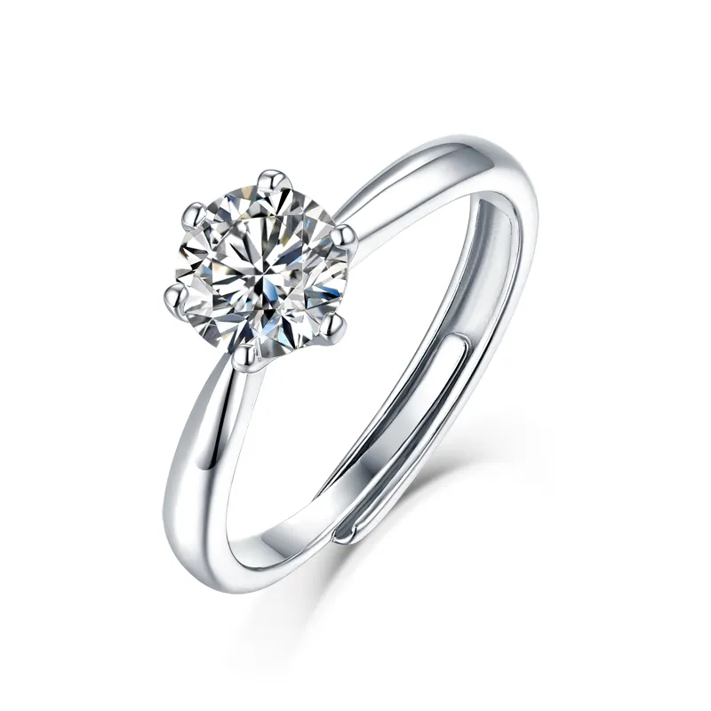 แหวนเพชรโมอิส1CT ทรงสี่เหลี่ยมสีเงินสเตอริง S925แหวนเพชรเม็ดเต็มแวววาวสวยงามสำหรับผู้หญิงแหวนหมั้น