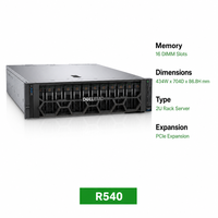 Serveur Rack 2U R540 d'occasion avec baies de disques interchangeables à chaud 8x 3,5 pouces pour centre de données, compatible Intel Xeon