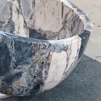 Baignoire sur pied en marbre Océan Tempest personnalisée, en pierre naturelle, faite à la main, pour salle de bain et hôtel