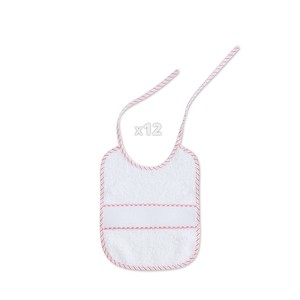 Juego de Baberos para bebé de punto de cruz blanco/rosa, Baberos desechables impermeables con cierre de botón, paquete OEM para niños pequeños - Product Image 1