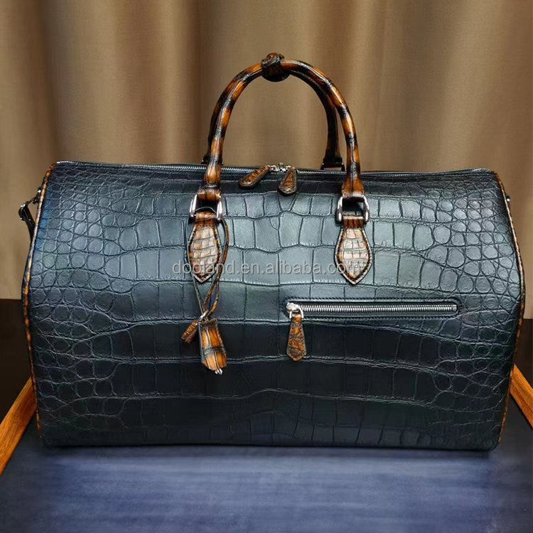 Genuine Crocodile Leather Boston Duffle Bag for Men - Luxury