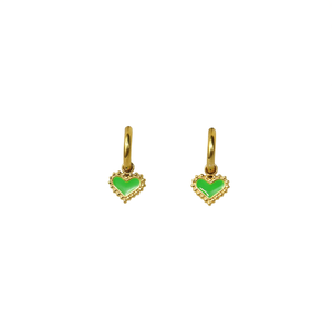 Pendientes Colgantes de Moda con Colgante de Corazón Verde, Chapados en Oro PVD, Acero Inoxidable 316L, Joyería Sostenible y Resistente - Product Image 2