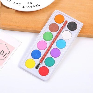 Pigmentos de Acuarela en Polvo Redondos de 12 Colores Sólidos para Dibujo y Pintura con Pincel para Estudiantes - Product Image 2