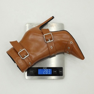 Wide Fit Belt Buckles Dress Stiletto High Top Ankle <b>Boots</b> Sexy Women's Short <b>Boots</b> Slim High Heels Big Size 48 - Product Image 6