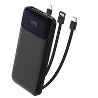 Batterie externe transfrontalière B2B PD 22,5W en plastique avec trois câbles intégrés, grande capacité, ultra-mince, compacte, très portable, 20 000 mAh