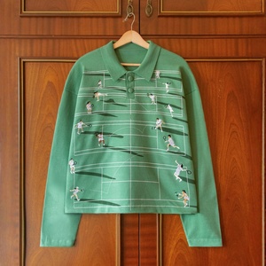 ニットジャージーメンズプリントラグビーシャツアンチシュリンクジャンパーニットプルオーバーセーターカスタムロゴセーター - Product Image 1