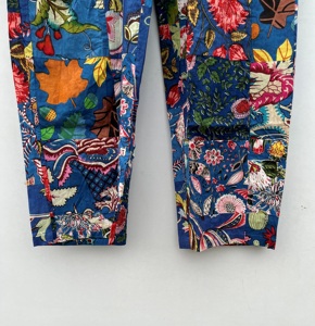 Pantalon cargo en coton pour femmes à la mode avec motif sarouel Patchwork taille élastique-Streetwear plat à plusieurs poches pour l'été - Product Image 5