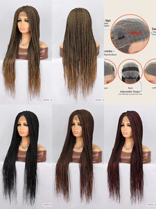 Perruques tressées Lace Front Kinky Straight Wig, perruques synthétiques tressées à l'avant de la dentelle bon marché pour les femmes noires - Product Image 5