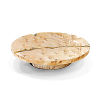 Ensemble de tables basses gigognes de luxe, design moderne, motif craquelé doré, table centrale, ensemble de 3 pièces pour mobilier de villa et de manoir