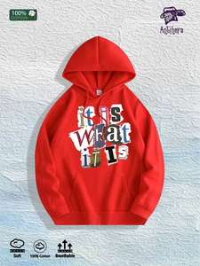 Almacén Local en EE. UU.: Sudadera con Capucha 100% Algodón con Estampado Gráfico de Collage 'It Is What It Is', 7 Colores - Product Image 2