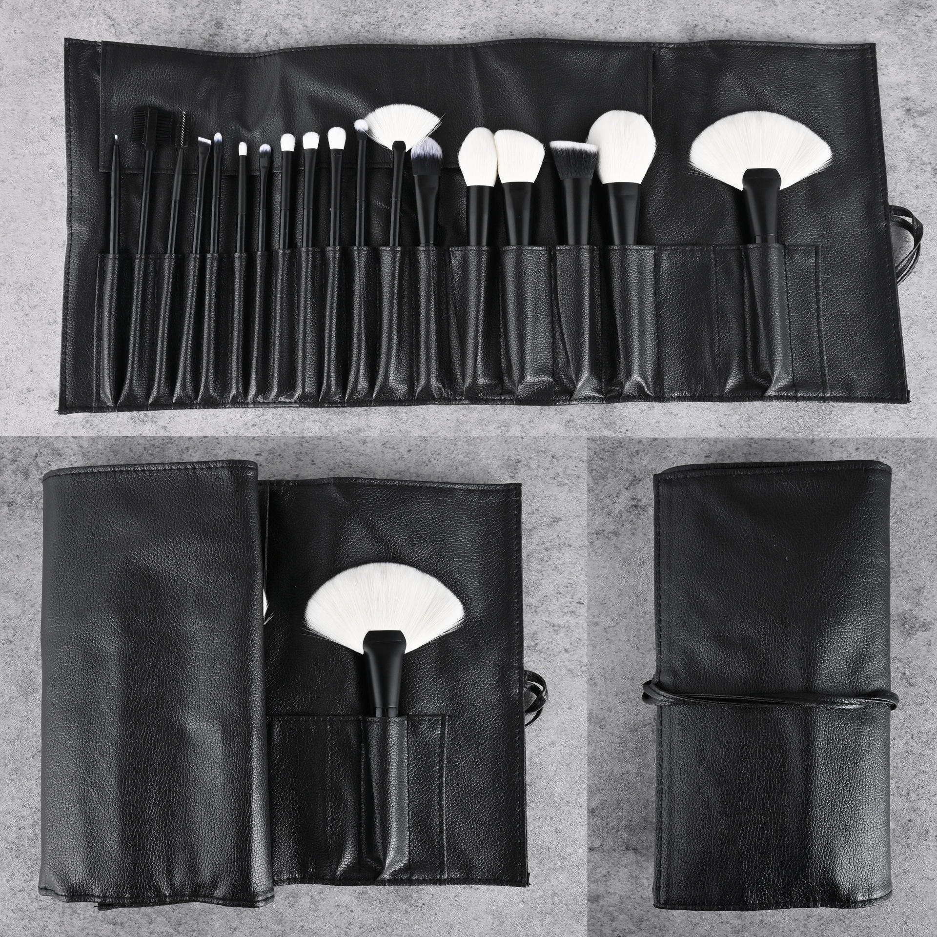 18 black brush sleeves with black roll packs