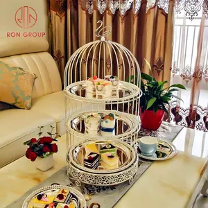 Elegance Khay Để Bàn Tráng Miệng Sinh Nhật Cho Bữa Tiệc Lồng Chim Giá Trưng Bày Thức Ăn Giá Đỡ Bánh Bạc Và Vàng Cho Trà Chiều