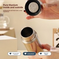 Bouteille isotherme en titane pur DILLER, compacte, portable, mini-gobelet, style professionnel pour filles, emballage en boîte couleur