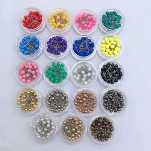 Chinchetas de cabeza grande de 4mm, chinchetas para marcar, 12 colores, cuentas de plástico, superpegamento, chinchetas de seguridad de Metal y plástico