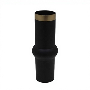 LENIA Modern <b>Black</b> Iron Decorative <b>Vase</b> with Gold Rim Minimalist Wall <b>Vase</b> for Home Office Hotel Wedding Decor - Product Image 3