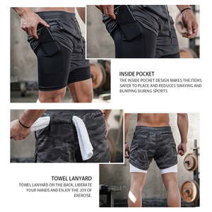 2023 Shorts de course Mannen 2 en 1 Dubbeldeks Short de sport à séchage rapide Fitness Jogging Shorts d'entraînement Mannen Sport Korte Broek - Product Image 3