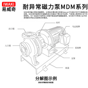 Bomba Magnética Iwaki Mdm65Ekkf, Bomba Centrífuga Química de Descarga de 65 mm, Bomba Horizontal de Impulsor Único para Manejo de Aguas Residuales e Impurezas - Product Image 4