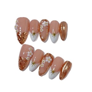 Faux ongles artificiels en ABS de luxe, design floral 3D fait main, pose facile, couverture complète, pour femmes, usage professionnel en salon de manucure - Product Image 4