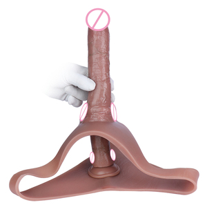 S8520 8,86 ''largo consolador vaina triángulo silicona pene pantalones adulto usable realista pene manga hombre pene extensor juguetes sexuales - Product Image 1