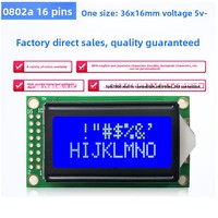 Écran LCD monochrome à matrice de points 0802A, écran à cristaux liquides 5V bleu-jaune, type réflexion directe COB, panneau de commande de caractères