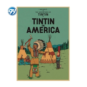 Póster de Anime de la <span class=keywords><strong>Película</strong></span> Animada Las Aventuras de <span class=keywords><strong>Tintín</strong></span>, Decoración Vintage de Papel Kraft para Restaurante, Bar, Cafetería, Pintura Decorativa de Pared - Product Image 5