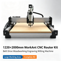 Routeur CNC personnalisable 1220x2000mm, Machine de gravure et de fraisage pour le travail du bois avec entraînement par courroie WorkAnt, Kit complet pour bois et MDF