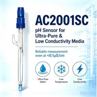 Électrode pH pour eau ultra pure, liquide électrolytique KCl à faible conductivité, rechargeable, auto-nettoyante, jonction en platine, OEM ODM