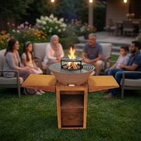Vente en gros de nouveaux produits : Plancha multifonctionnelle 3-en-1 en acier Corten pour terrasse, foyer bio à granulés avec barbecue intégré